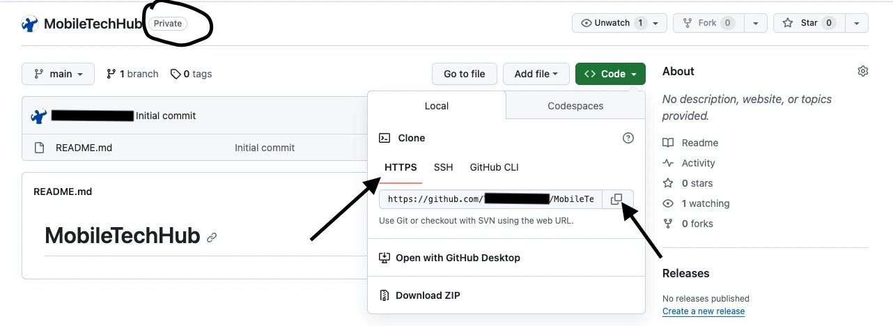 Create an Account on GitHub, GitLab, or Bitbucket to create a new private repository